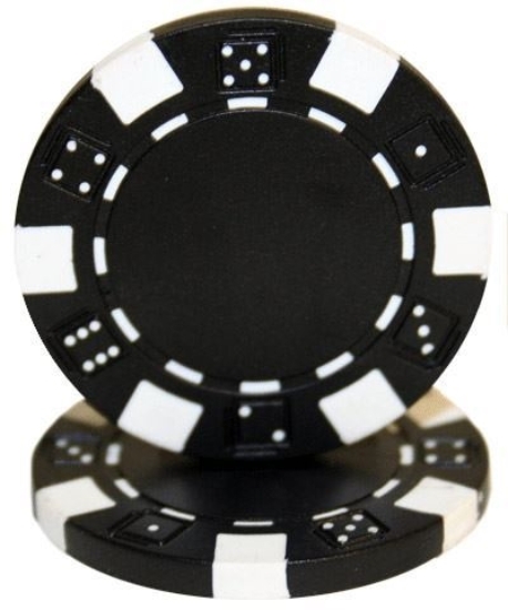 Black dice poker chips stack no denomination