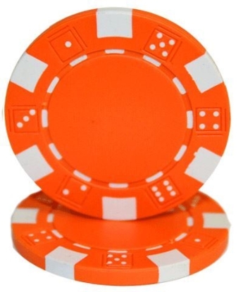 Roll of 50 orange dice poker chips, 11.5 g each