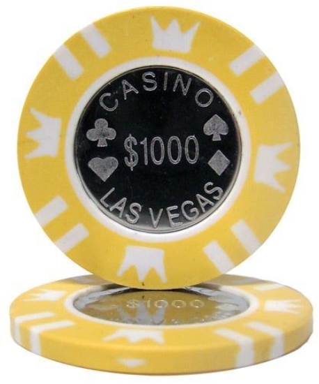 Coin Inlay poker chip, 1000 dollars, 15 g