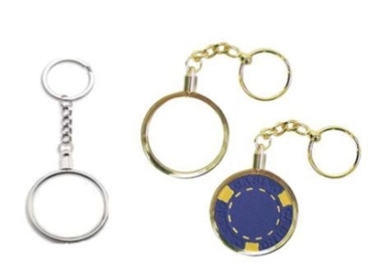 Silver key chain with poker chip holder