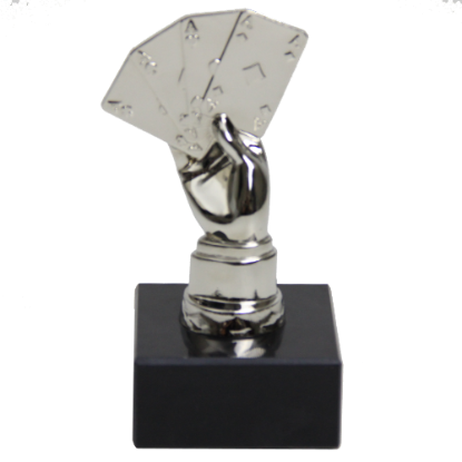Silver poker trophy 4 aces