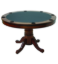 48-inch round wooden 2-in-1 game table with green playing surface and pedestal base