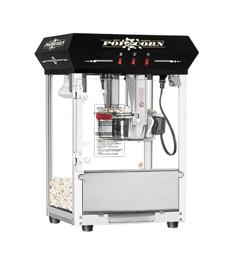 Used Snack Station 8oz black tabletop popcorn machine - front view