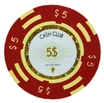 Roll of 25 Cash Club 14g $5 poker chips