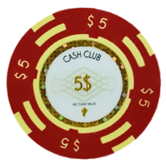 Roll of 25 Cash Club 14g $5 poker chips