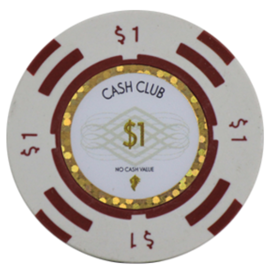 Roll of 25 Cash Club 14g $1 poker chips