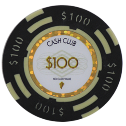Roll of 25 Cash Club $100 poker chips