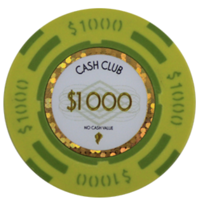 Roll of 25 Cash Club $1000 poker chips
