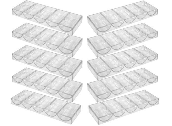 Clear acrylic poker chip trays pack of 10