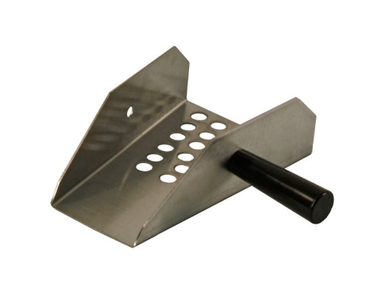 Metal 4 oz popcorn scoop with black handle