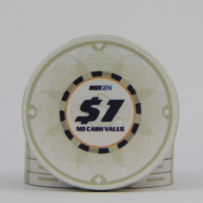 Ceramic HotGen $1 poker chip white