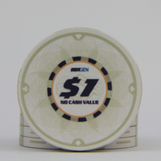 Ceramic HotGen $1 poker chip white