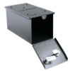 Black metal drop box with shield open