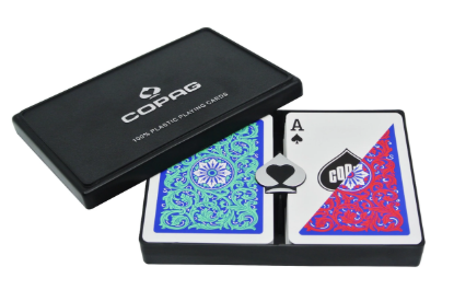 Copag Neoteric poker duopack open case with green and red decks