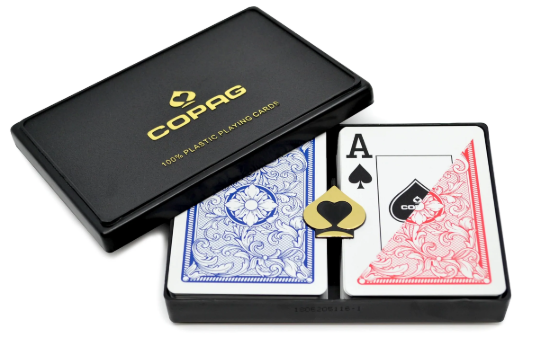 Copag Legacy poker duopack open case with blue and red decks