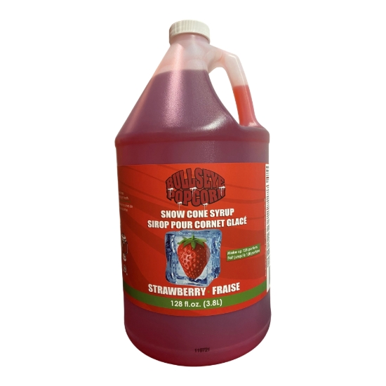 Image sur Bullseye popcorn - Sirop à cônes glacés saveur Fraises  3.8L
