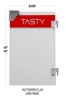 Glass door for 16oz Bullseye popcorn machine - right with dimensions