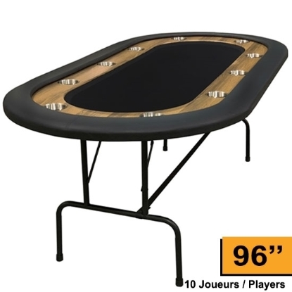 Supreme 96-inch poker table with black top and folding legs