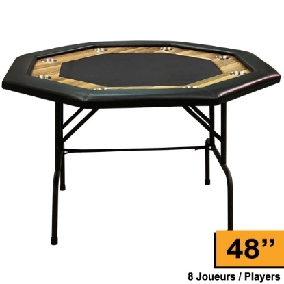 Black octagonal poker table with racetrack for up to 8 players